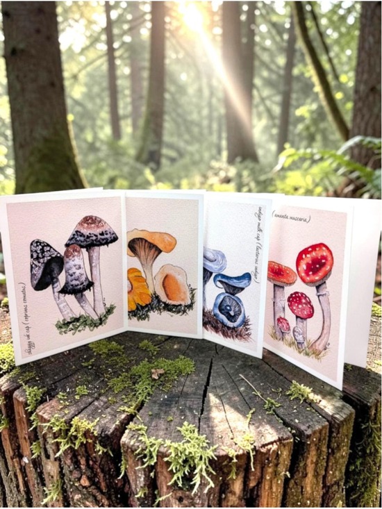Unbranded Other - 12 Watercolor Notecards Mushroom Series 4.25 x 5.5